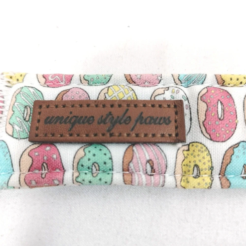 Unique Style Paws Multicolor Donut Dog Collar; Bowtie, Adjustable, Metal Buckle